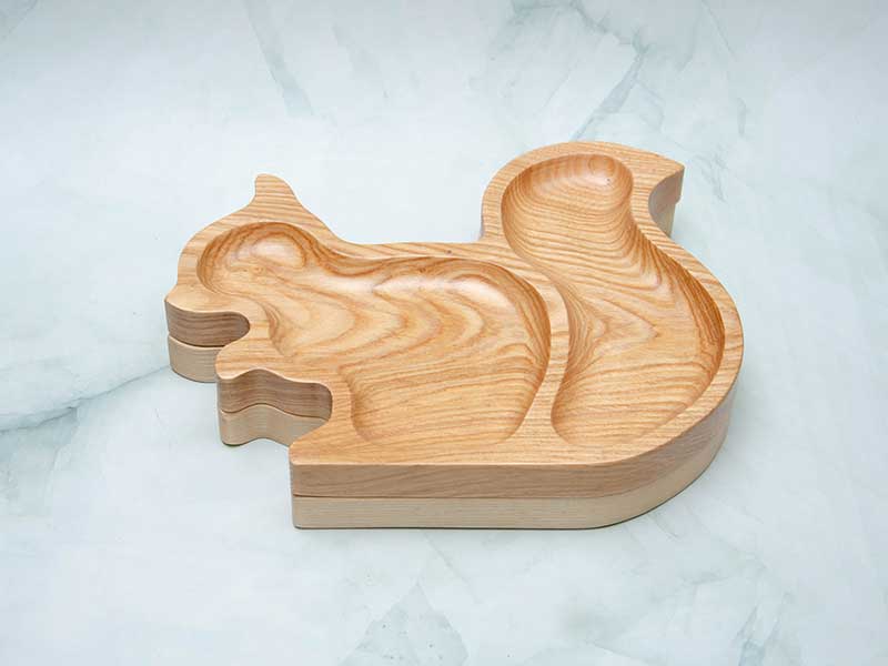 Khay gỗ hình sóc 24x18cm | VKU1-078 21 Khay hình sóc 18x24cm 432