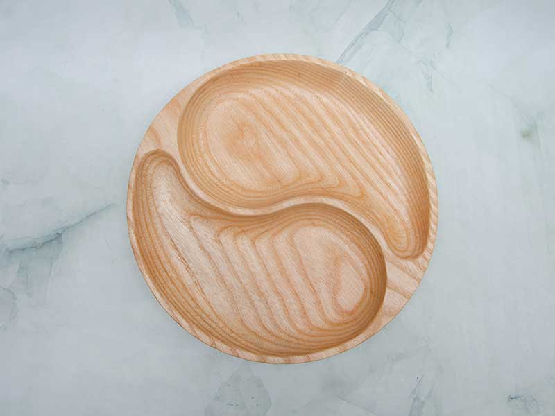 Khay gỗ tròn 2 ngăn hình bát quái 25cm VKU1-080 14 Khay tròn 2 ngăn hình bát quái 25cm 454