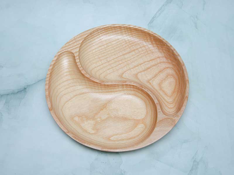 Khay gỗ tròn 2 ngăn hình bát quái 25cm VKU1-080 9 Khay tròn 2 ngăn hình bát quái 25cm21