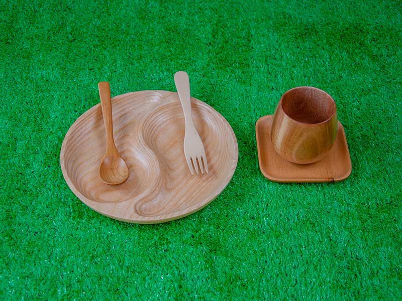 Khay gỗ tròn 2 ngăn hình bát quái 25cm VKU1-080 10 khay tròn 2 ngăn hình bát quái